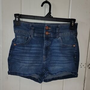 No Boundaries Blue Jean Shorts High-Waisted Stretch
